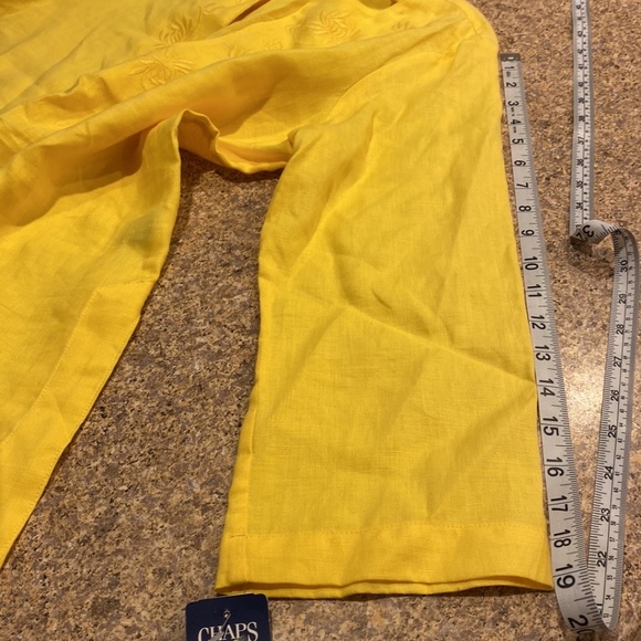 NWT Chaps Yellow Linen Tunic Top Blouse Medium Embroidered Pattern - Picture 11 of 16